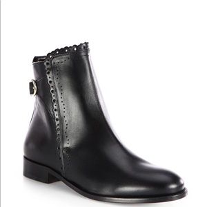 RED Valentino Scalloped Leather Ankle Boots